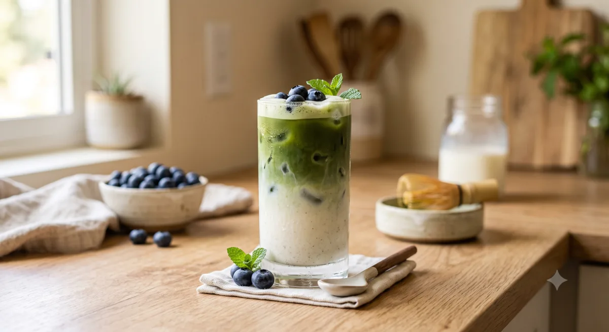 Blueberry Matcha Latte