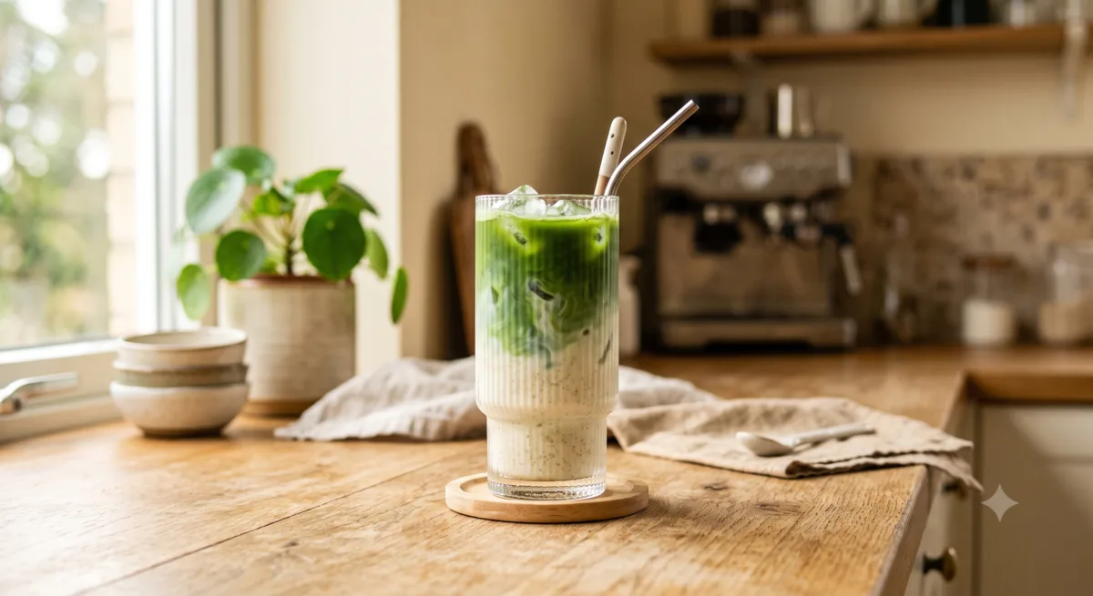 Iced Matcha Latte with Oat Milk